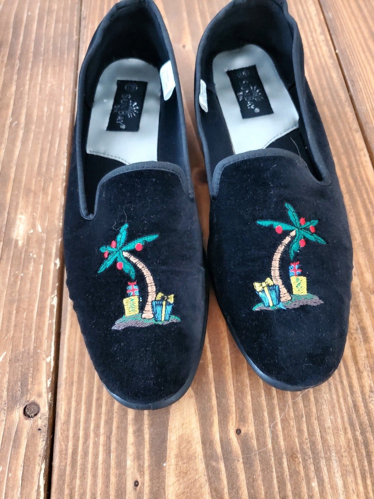 Velvet SunBay Palm Tree Holiday Flats Size 10