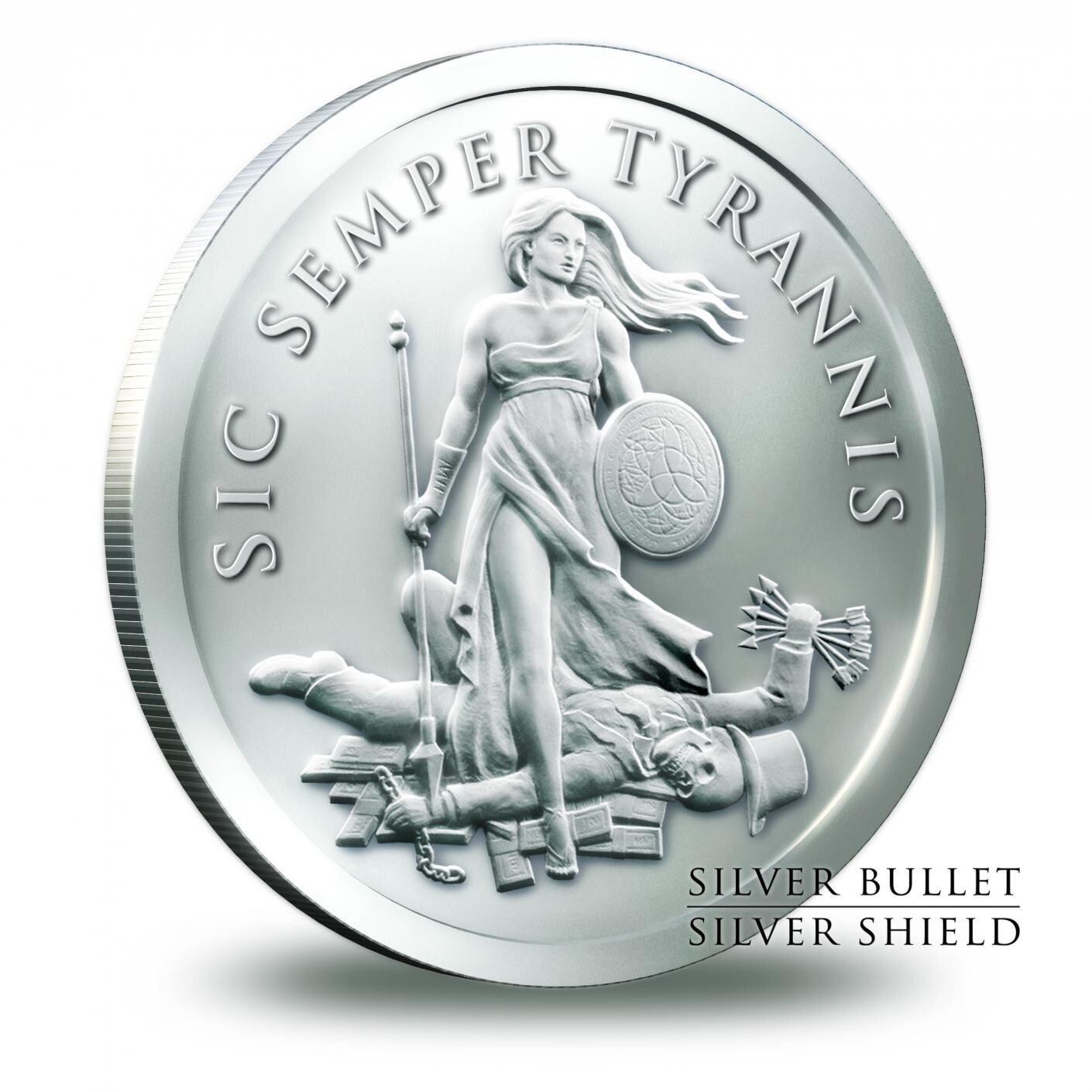 2013 SIC SEMPER TYRANNIS 1 OZ - .999 PURE SILVER SHIELD - BU W/ CAPSULE ICONIC