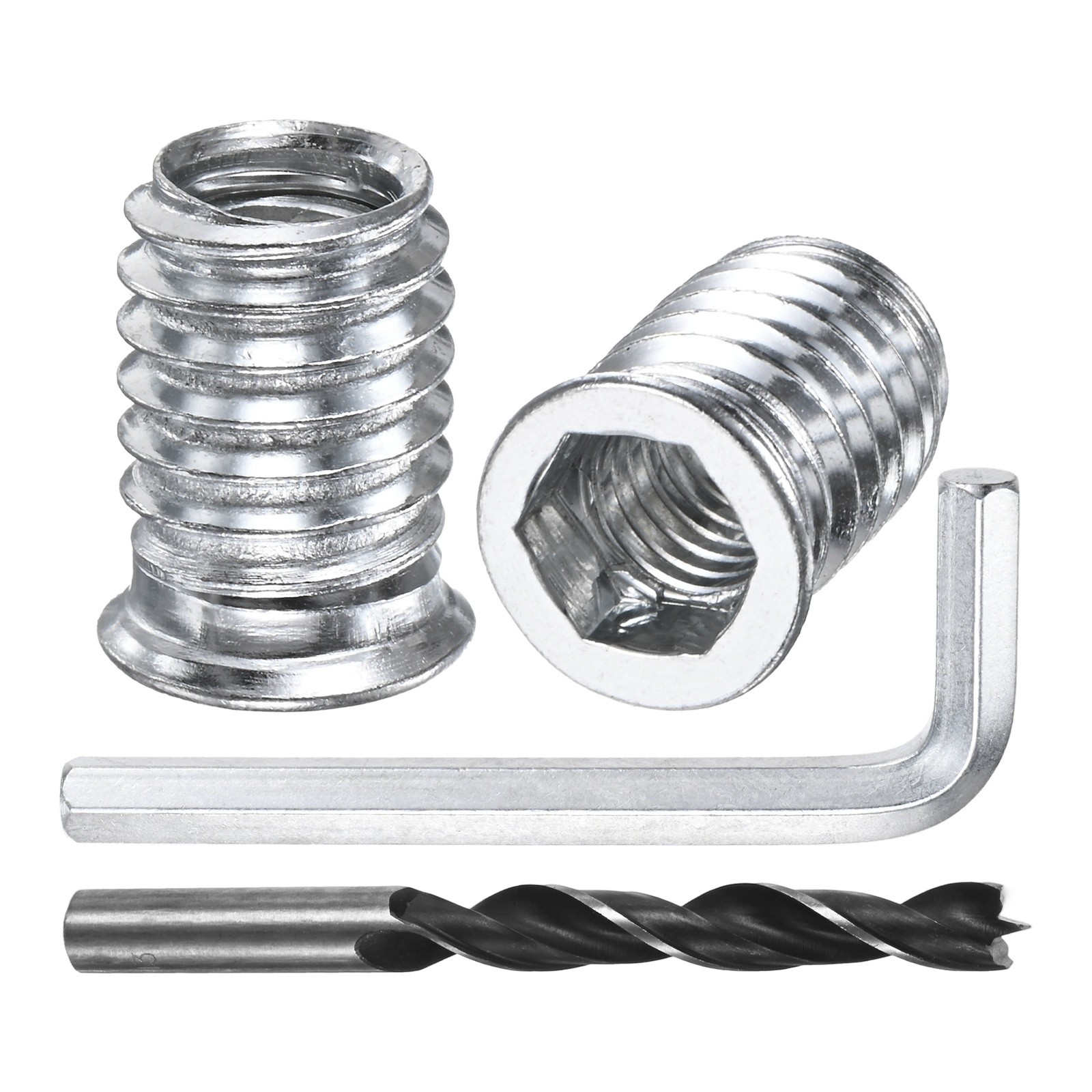 20-Pack Threaded Inserts, 3/8-16x20mm Nuts with A Wrench and Drill Bit [Silver]