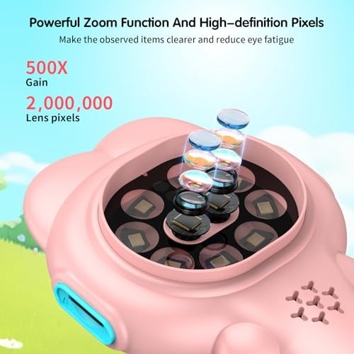 Microscope for Kids, Mini Portable Handheld Microscope with 500X Magnification,