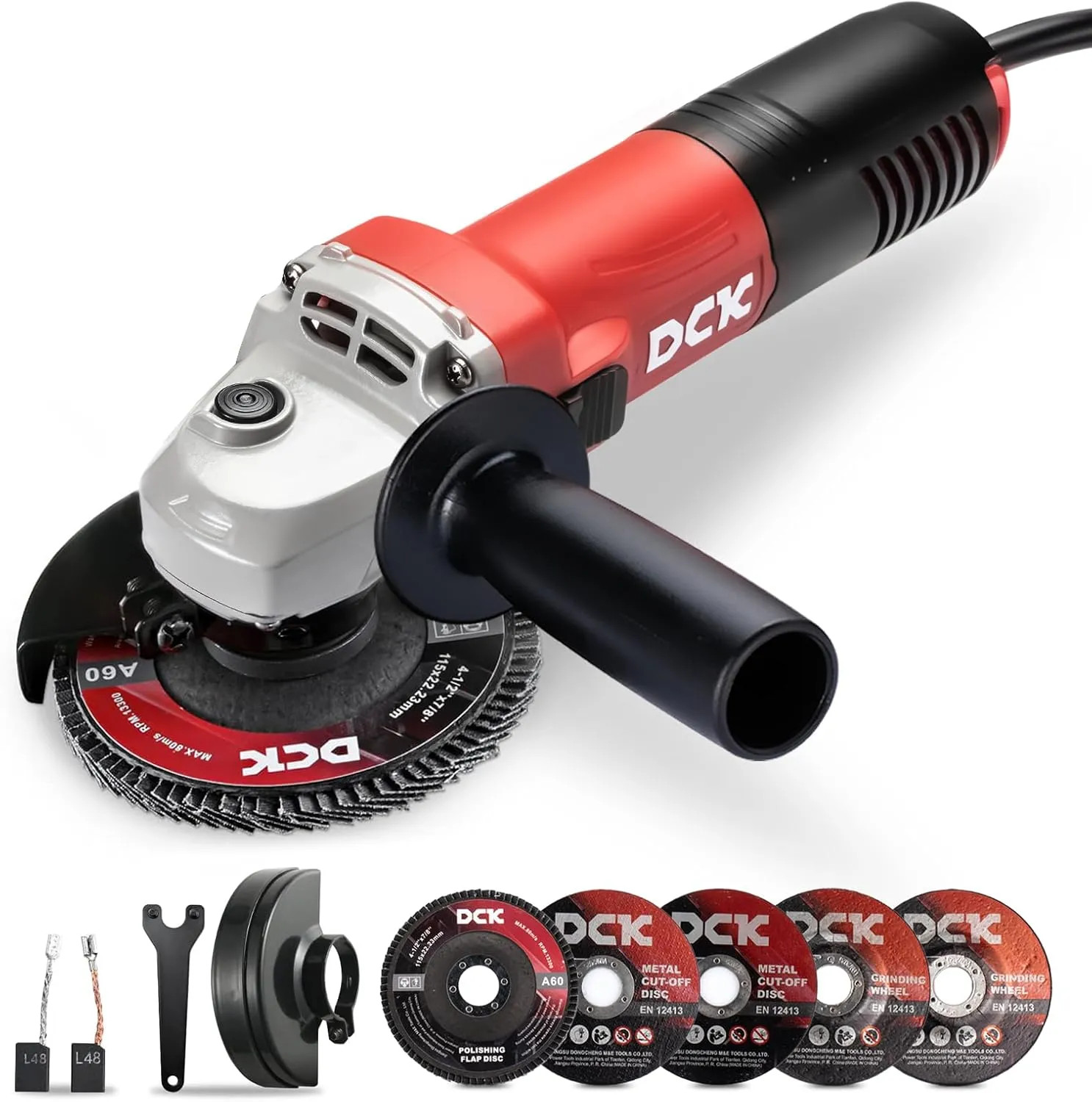 4.5 Inch Angle Grinder 6.7 Amp 11800 RPM With 6 Piece Disc Set For Metal Cutting