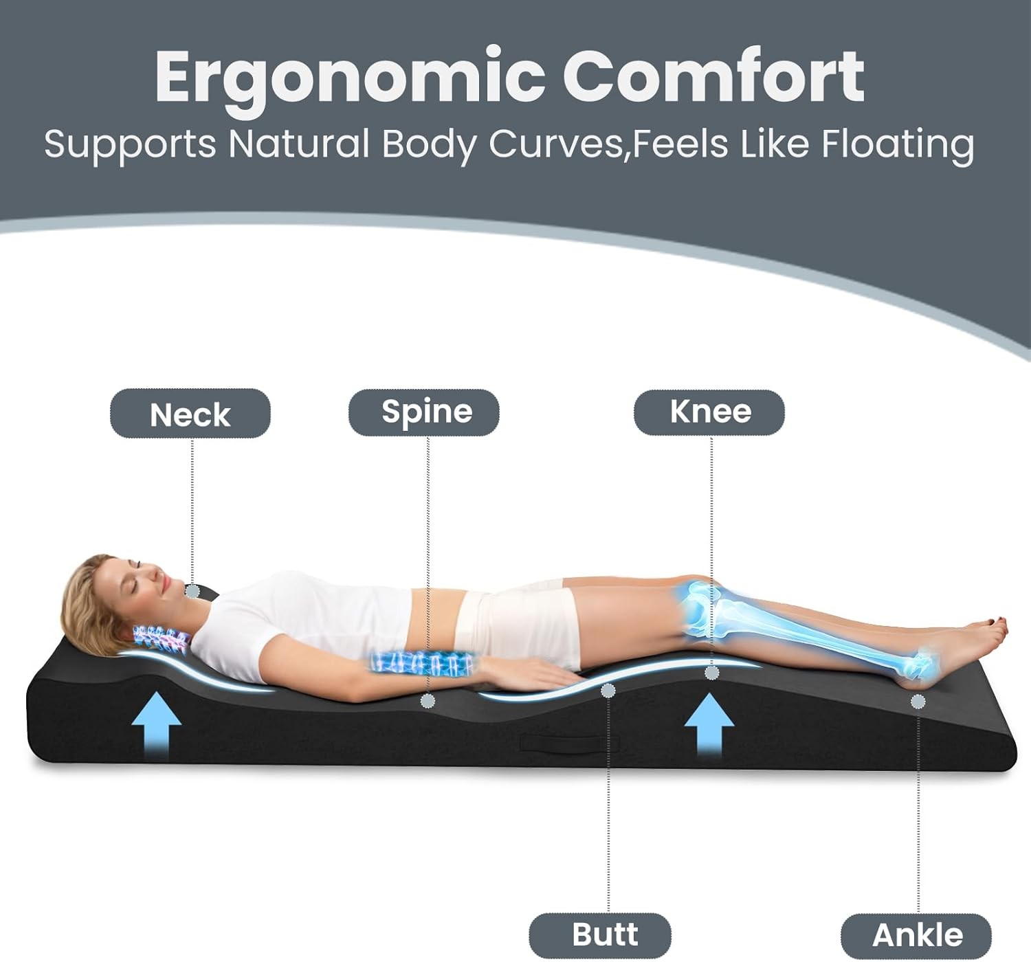 Ergonomic Lash Bed Topper, High-Density Foam Massage Table Topper with Plush