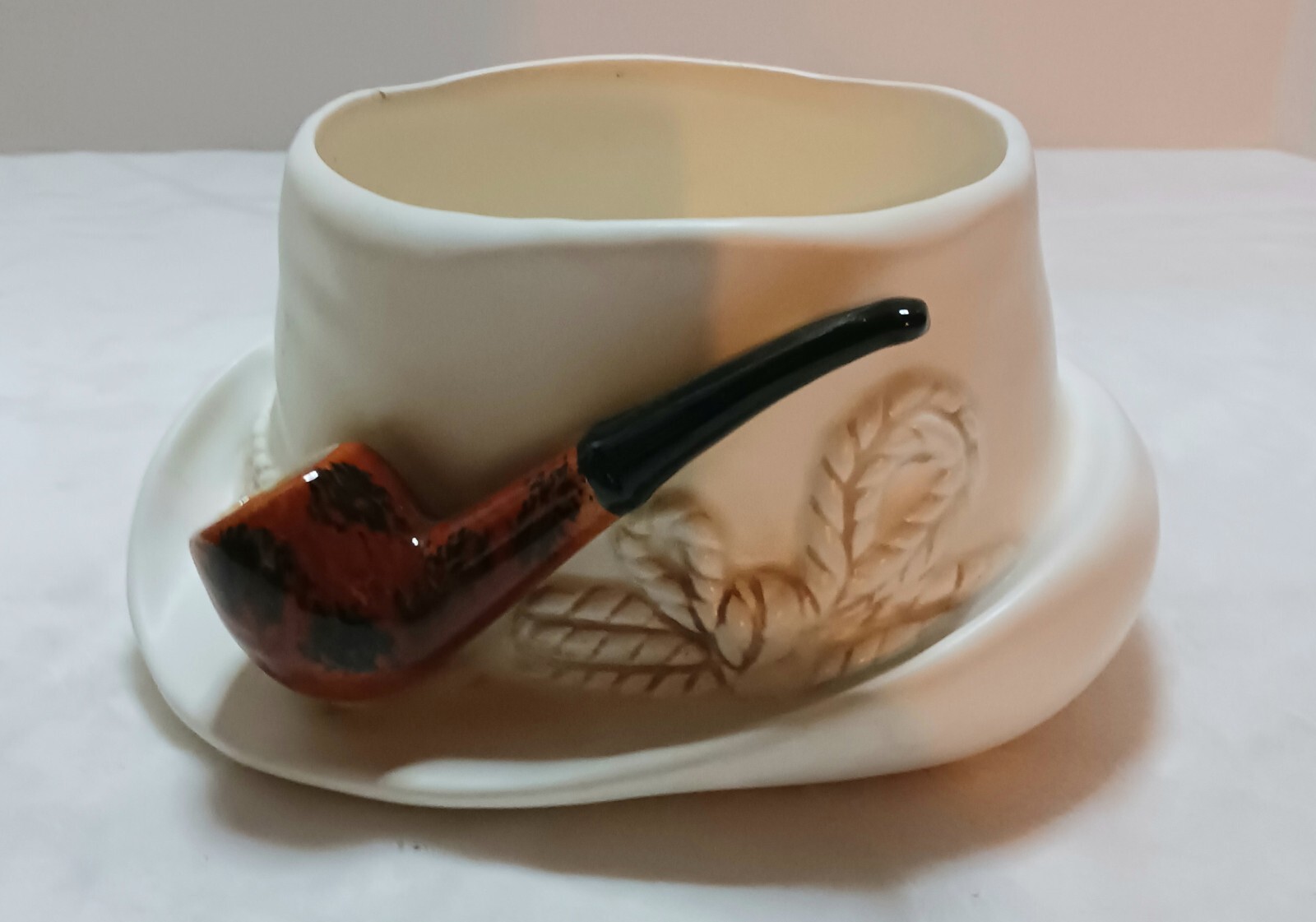 1963 LEFTON #1221 Ceramic Planter desk caddy Tyrolean Mountain Hat Briar Pipe