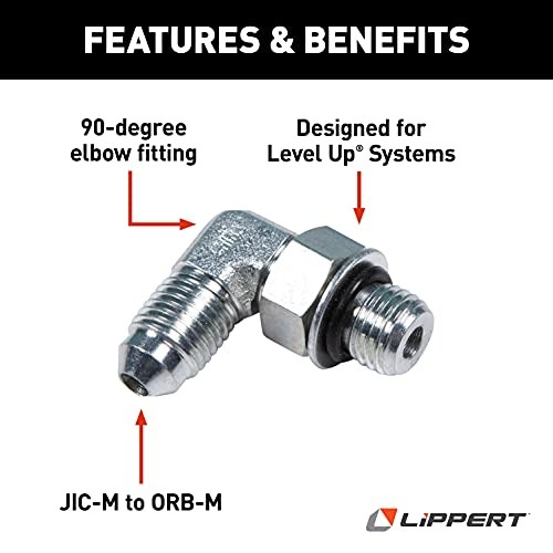 Lippert Level Up Replacement 1/4" Diameter 90° Elbow Hydraulic RV Leveling