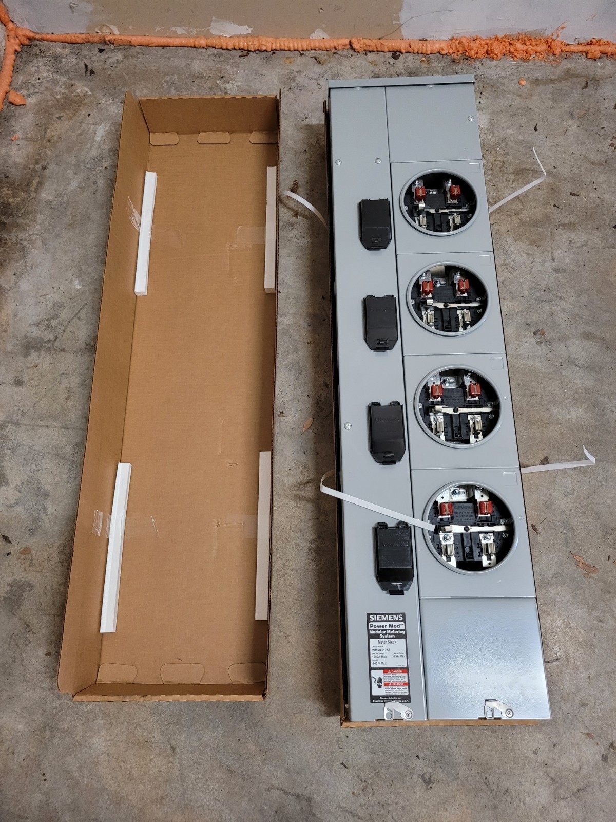 Meter Stak 4 Gang 1200a Buss  125a Ringed Power Mod W/ 5th Jaw Siemens WMM41125J