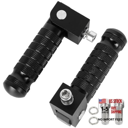 Motorcycle M8 Universal Foot Pegs CNC Foldable & Anti-Skid 90 Degree Black