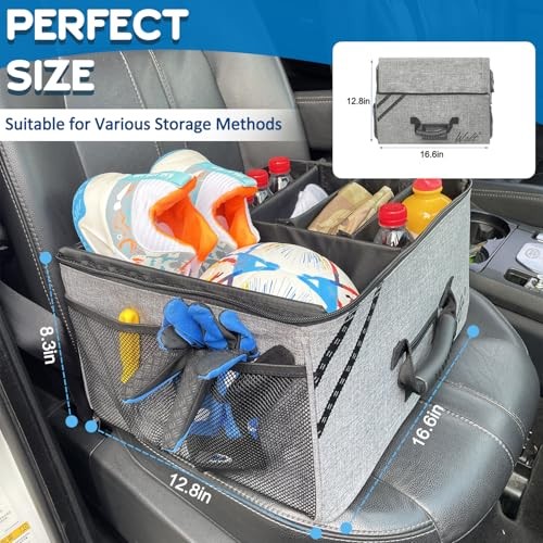 Car Trunk Organizer with Lid, Collapsible Multi Compartment SUV Organizer Gray