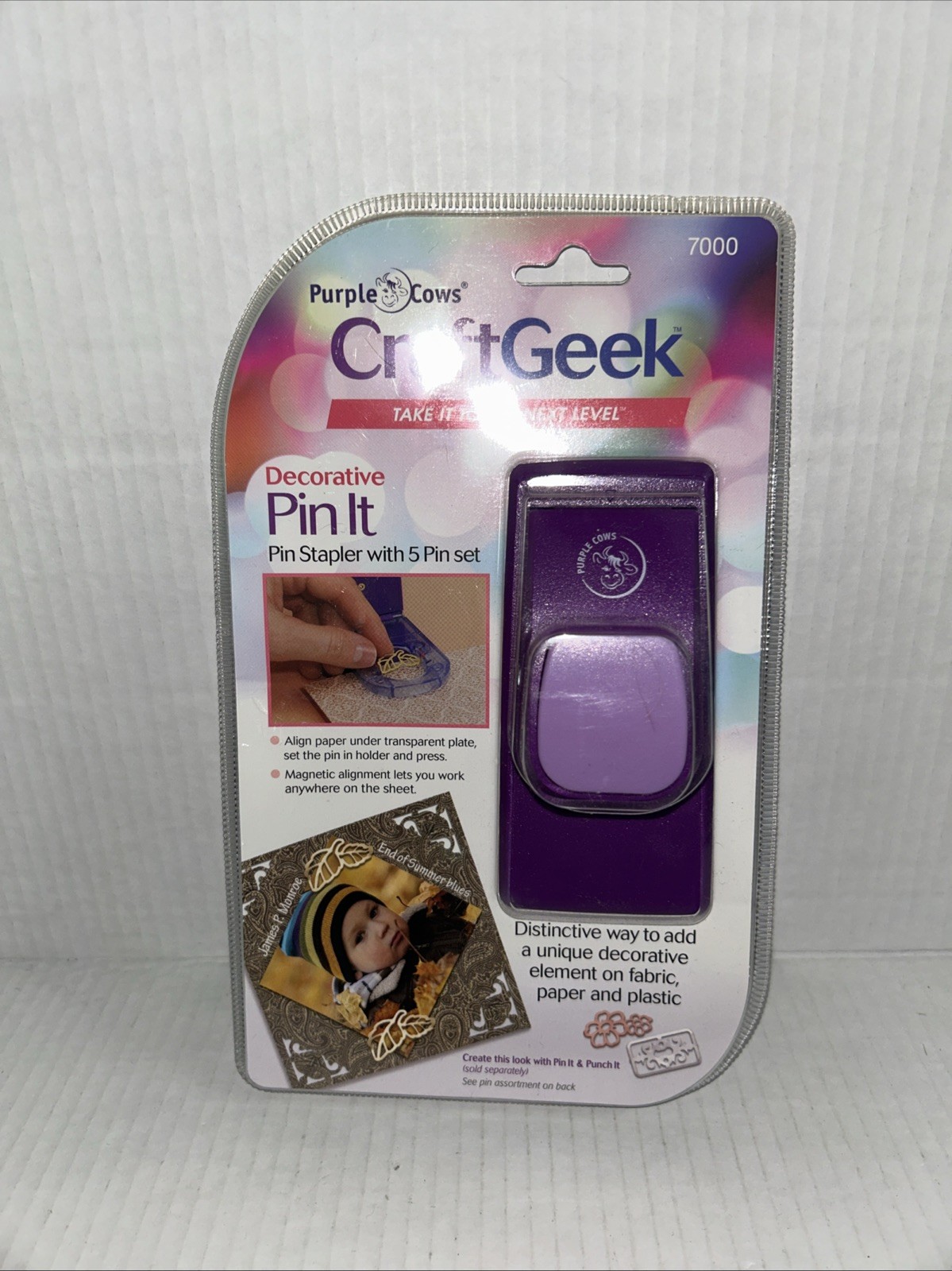 New Purple Cows Craft Geek Decorative Pin It Pin Stapler With 5 Pin Set Crafting