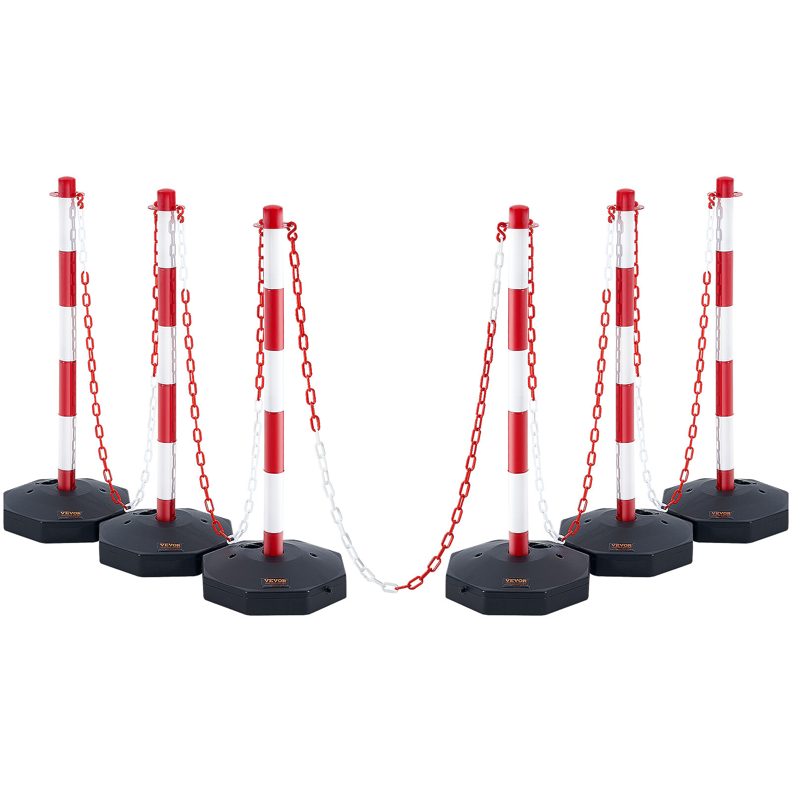 VEVOR 6PCs Traffic Delineator Post Cones with Fillable Base 6.6 FT Chain