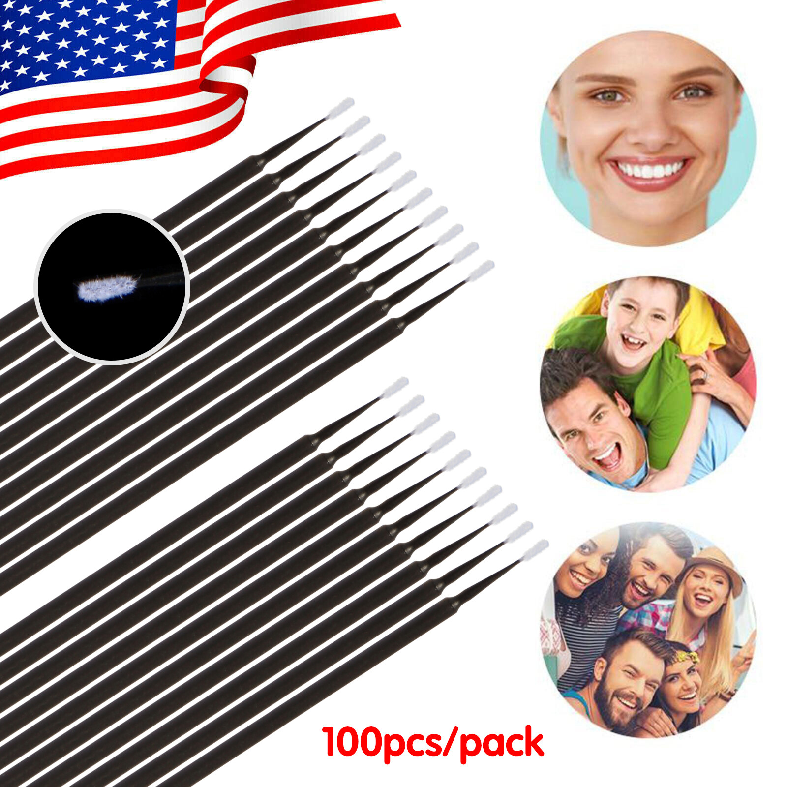 Dental Micro Applicator Brush Disposable Makeup Eyelash Brushes Black 1.2mm