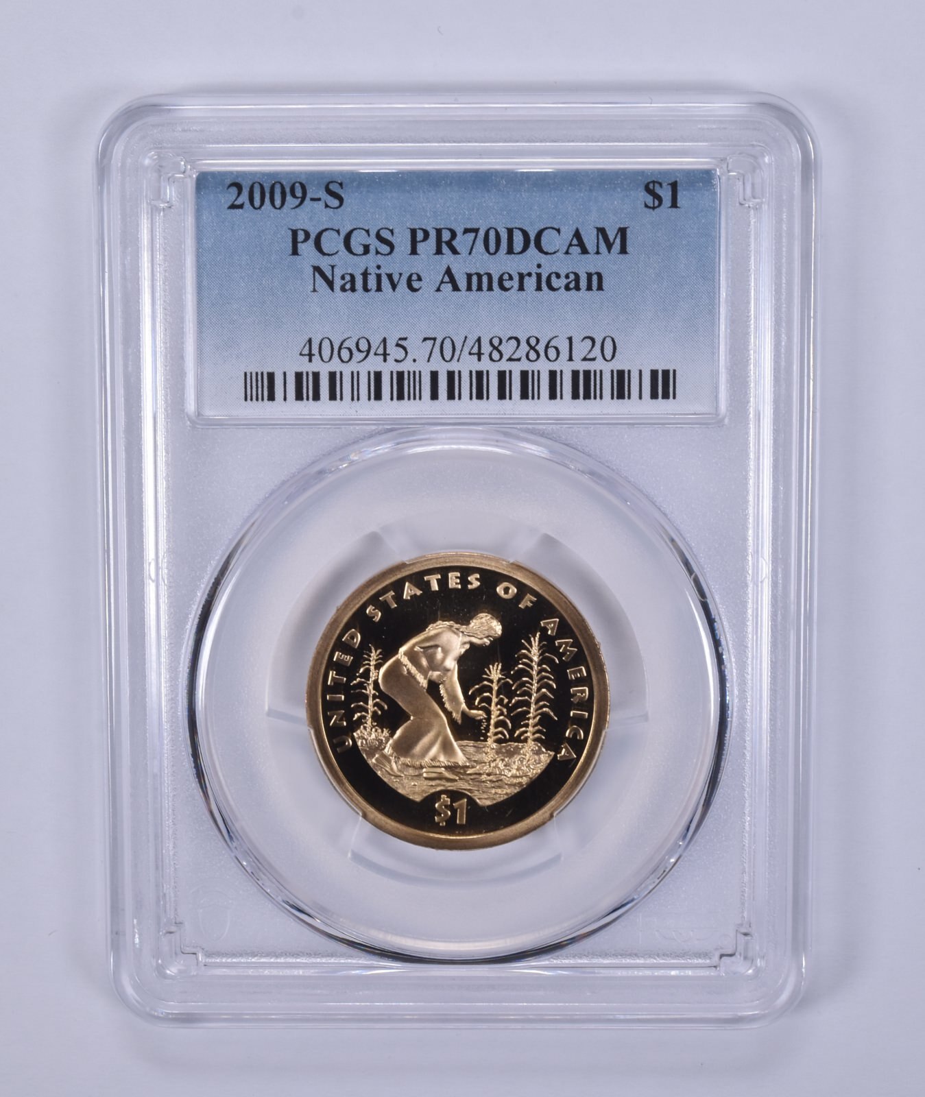 2009-S Sacagawea $1 Agriculture PR70 DCAM PCGS Blue Label