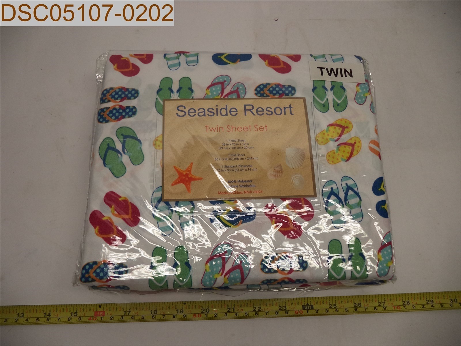 Seaside Resort Twin Sheet Set, 3pcs, Flip Flops, 75925, 021166134552, 13455