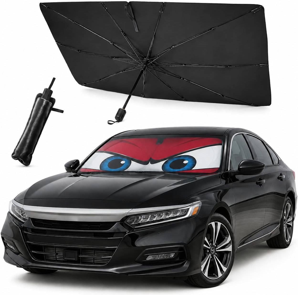 Car Windshield Sun Shade Umbrella, Universal Fit Mid-Large Sedans & SUVs | 57