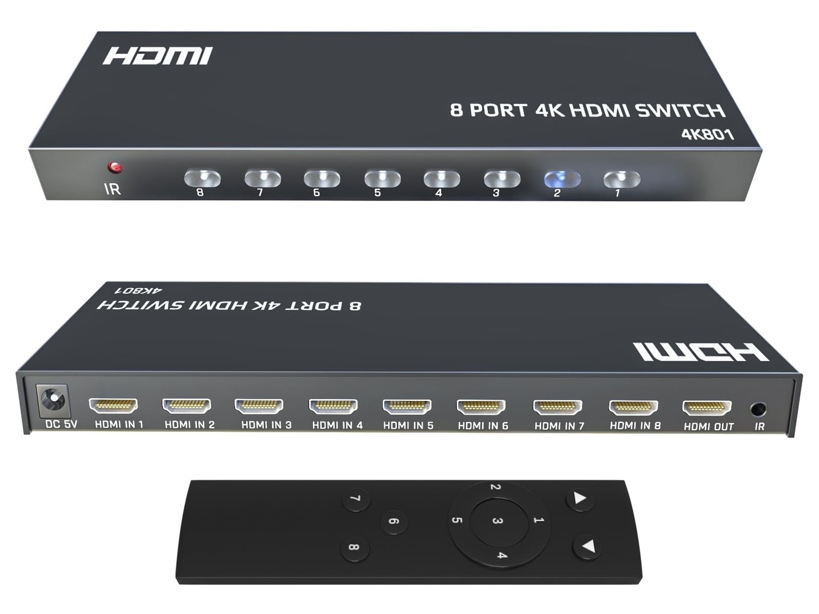 KAGO 8-Port HDMI Switch 4K@30Hz - 8 in 1 Out Selector Box with IR Remote | Co...