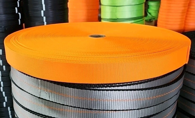 275' Roll of 1-23/32" Honeywell Titan Orange Tie Down Webbing - 41 Avail!  NEW!