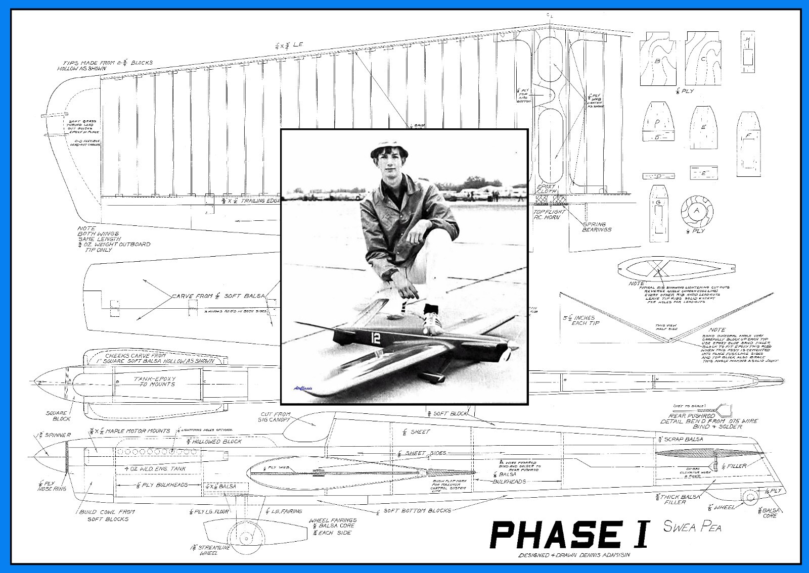 Model Airplane Plans (UC): Swea Pea 56" Span Stunt by Dennis Adamisin