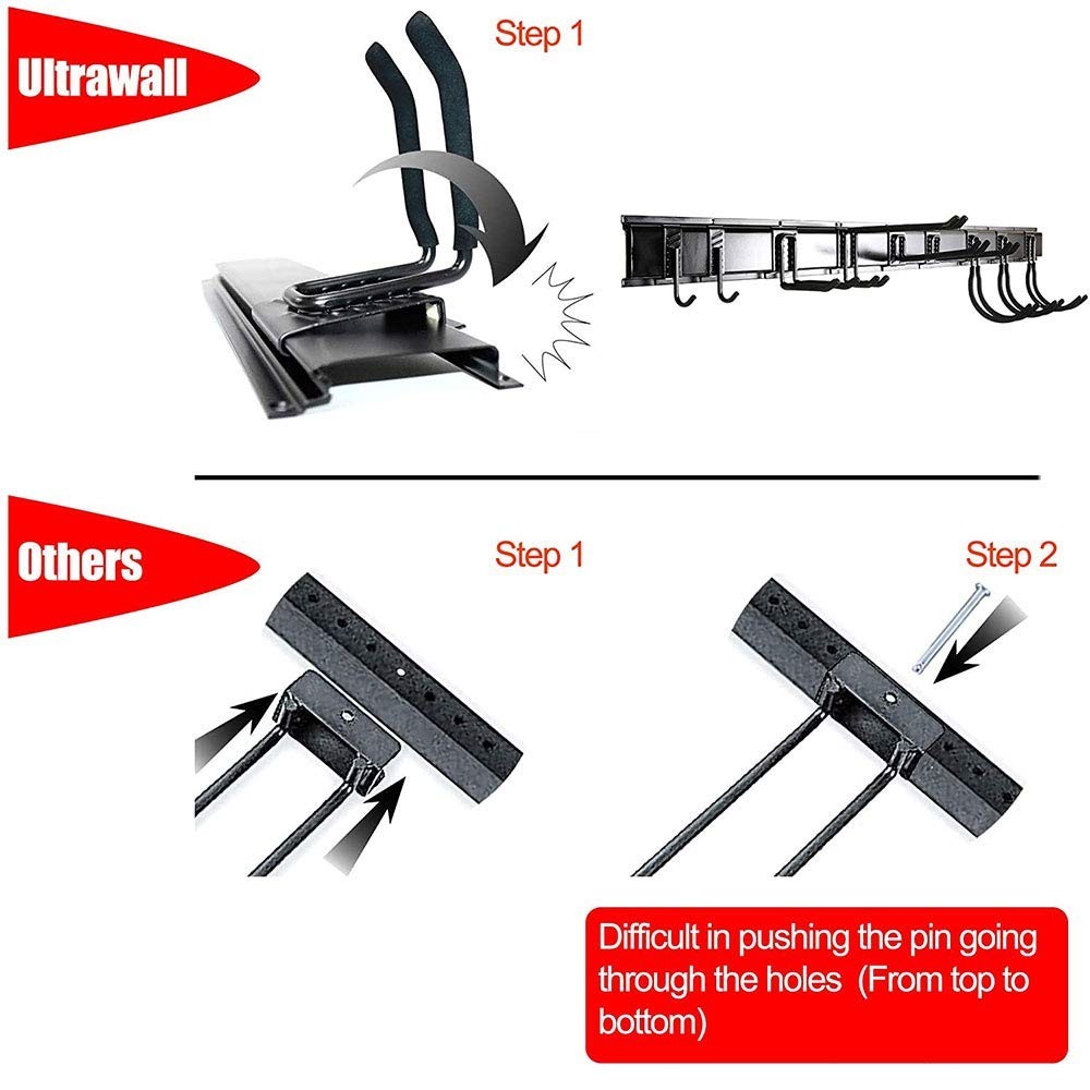 Adjustable Wall-Mounted Tool Storage Rack with 9 Hooks | Garden Organizer System