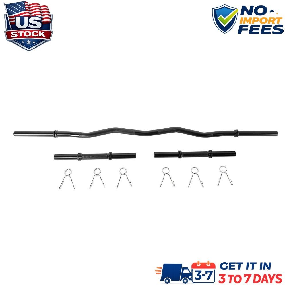 Barbell Standard 1" Curl Bar and Dumbbell Handle Set