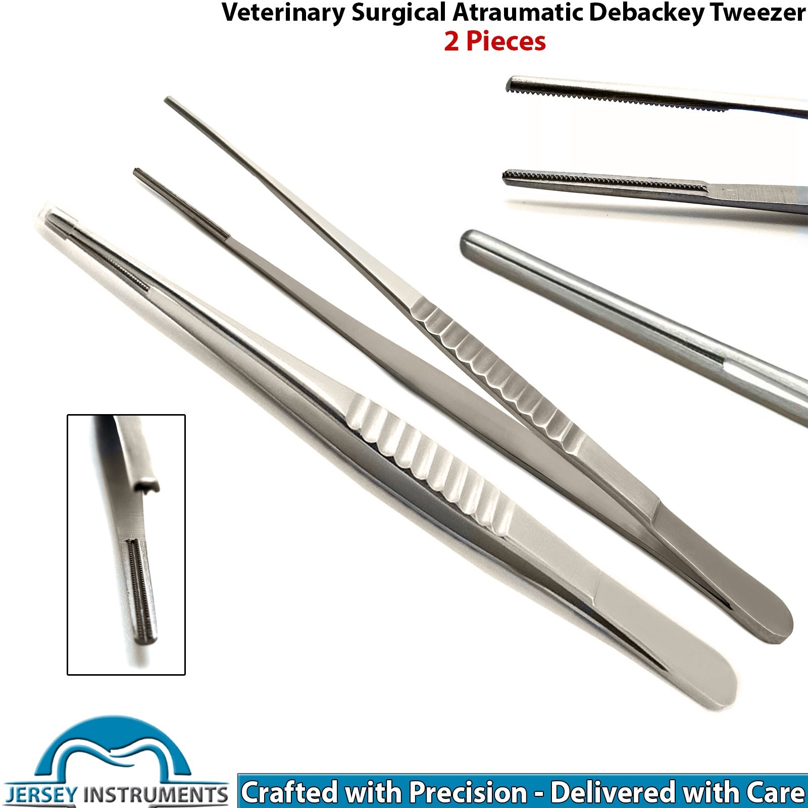 Debakey Tweezers 6" Forceps Vascular Atraumatic Dental Veterinary Surgical Tool