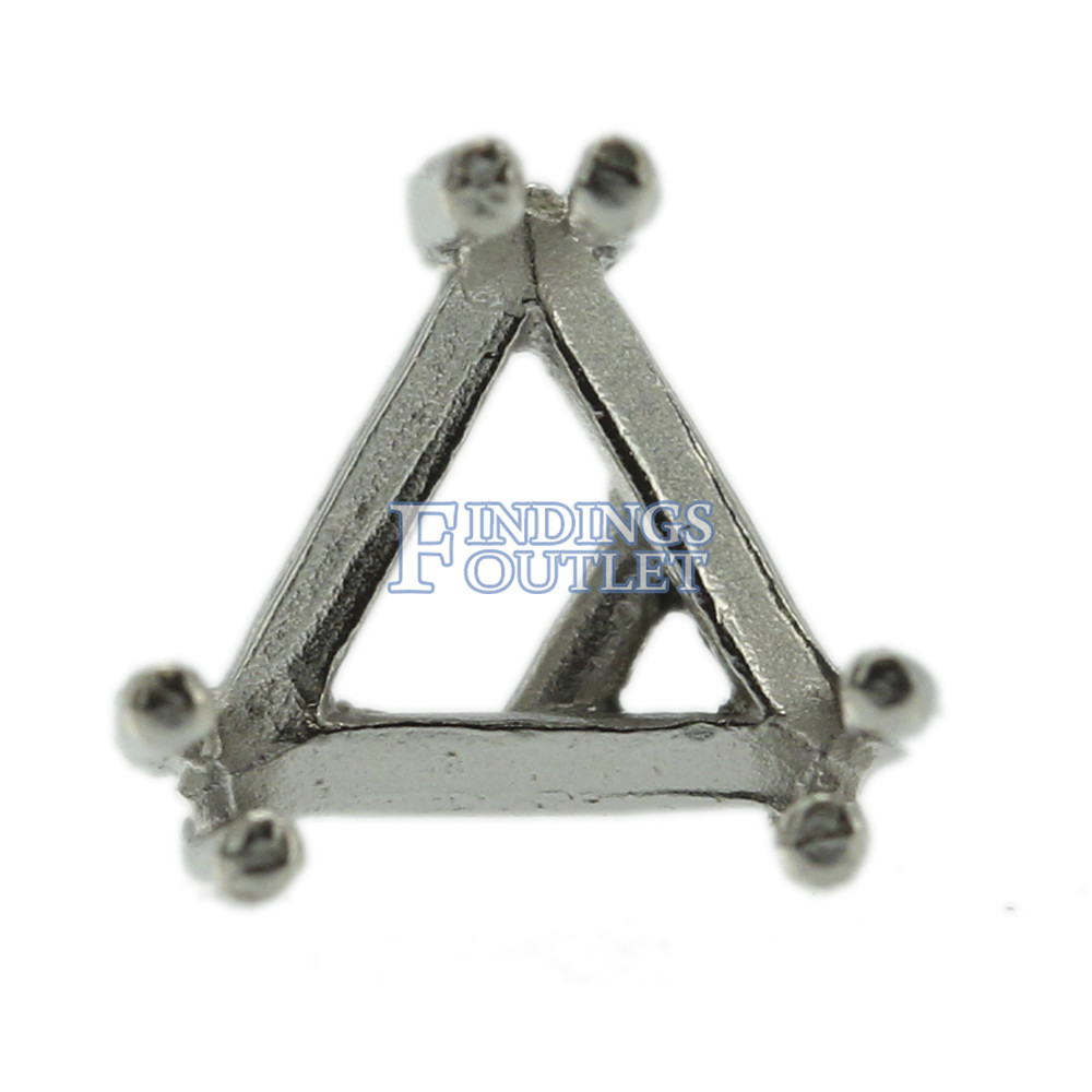 14k White Gold Triangle Stud Earring Mounting Setting Push Back Post 6 Prong