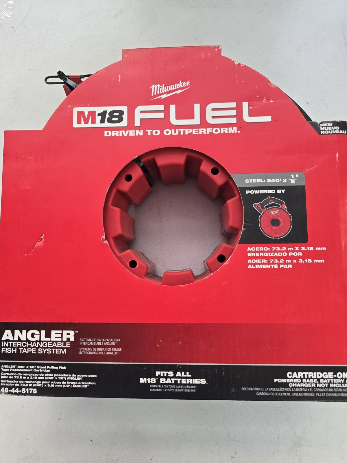 Milwaukee 48-44-5178 M18 FUEL Angler 240' x 1/8" Steel Pulling Fish Tape Drum