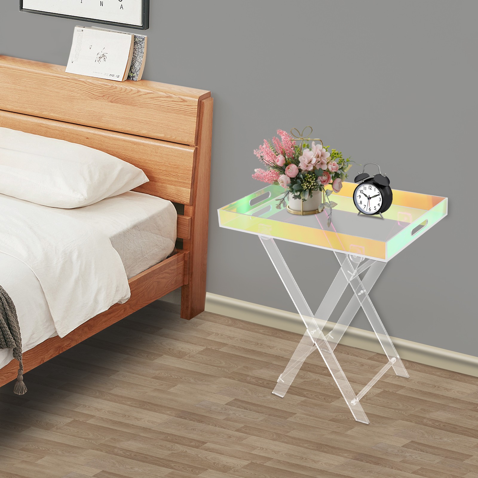 Acrylic Folding Tray Table, Acrylic End Table, Colorful Acrylic Side Table