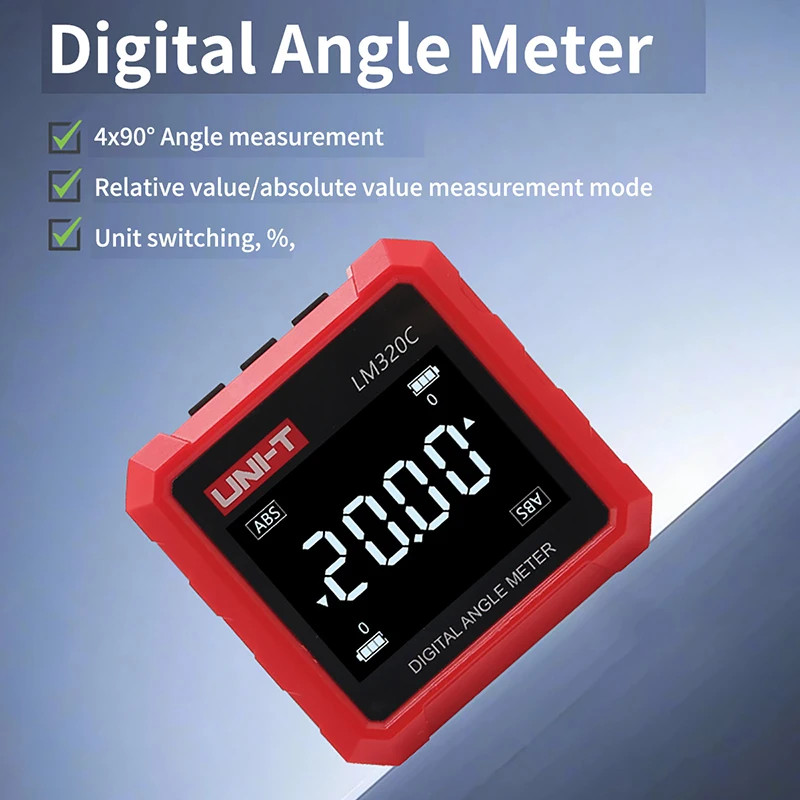 UNI-T LM320C Magnetic Digital Protractor Angle Finder Goniometer 4*90 ABS/Re