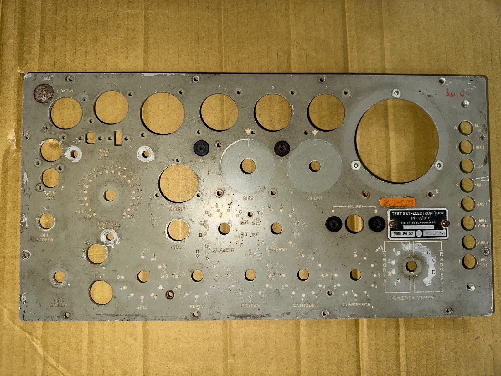 TV-7 tube tester faceplate panel