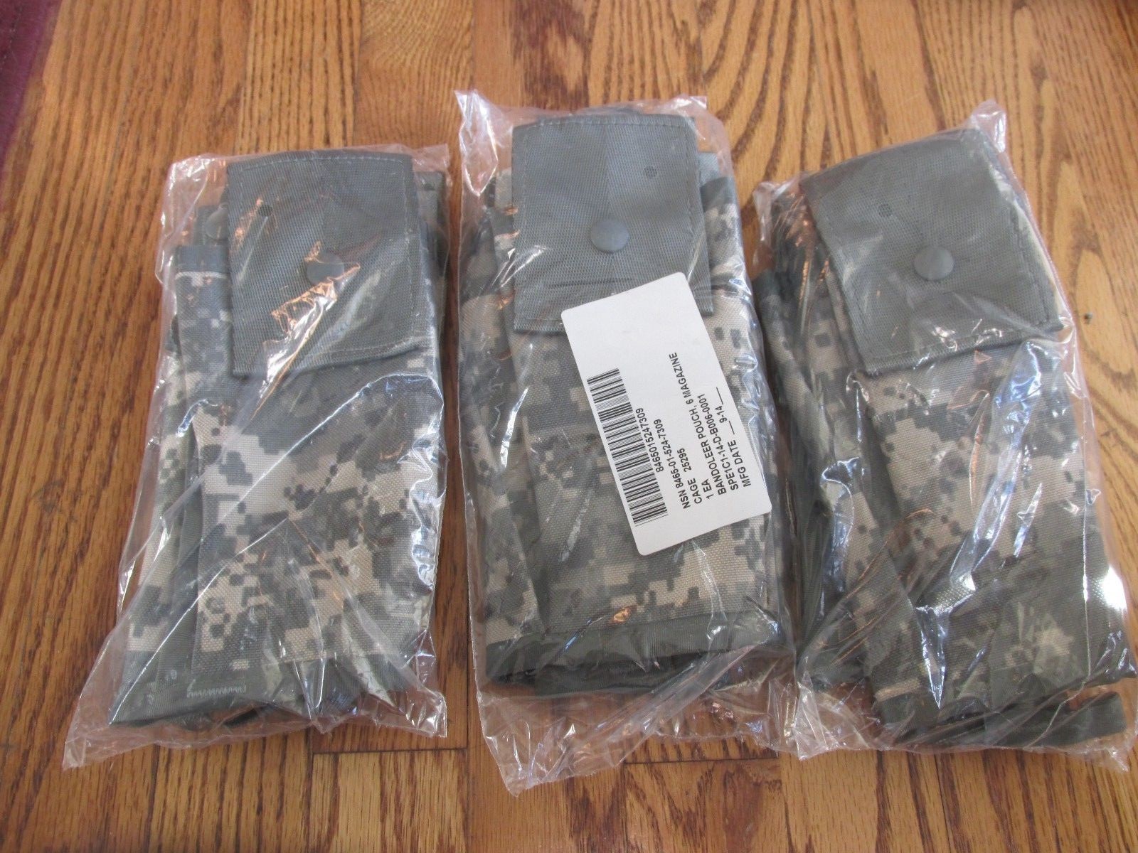 (3)  U.S. Military 6-mag MOLLE II Bandoleers- 8465-01-524-7309! MINT IN WRAPPER!