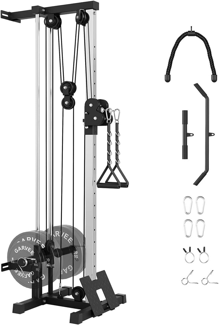 Wall Mount Cable Station LAT Pulldown Machine w/18 Positions Dual Pulley System