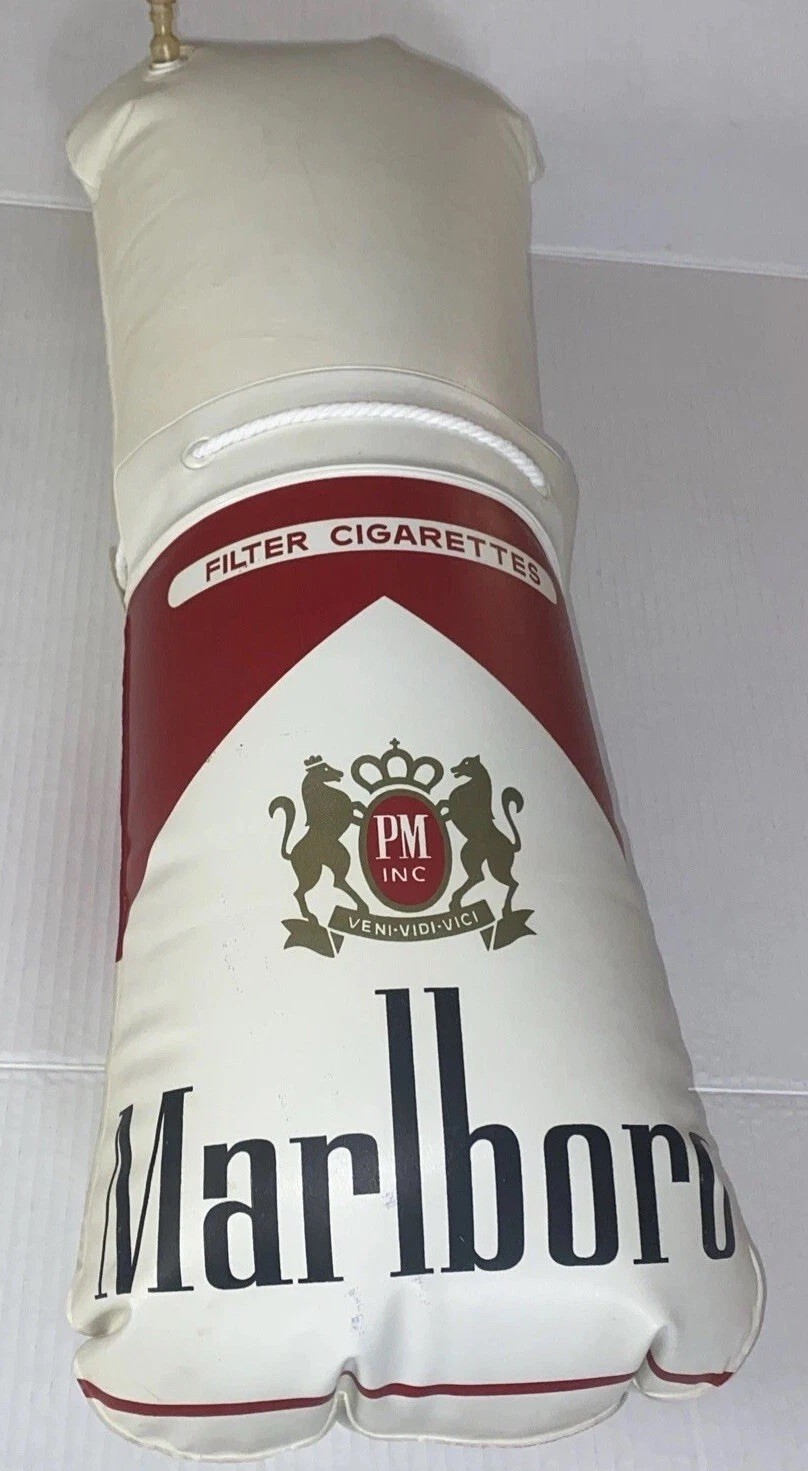Vintage 1970 Marlboro Inflatable Beach Bag Pillow Cigarette Ad Display Promo