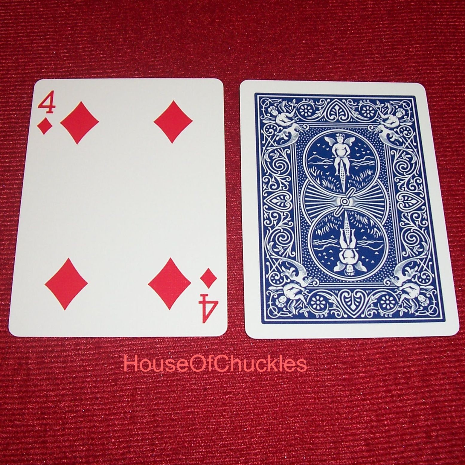 4D 1-Way Forcing Deck, Force Four of Diamonds, Bicycle  One Way Card Magic, Blue
