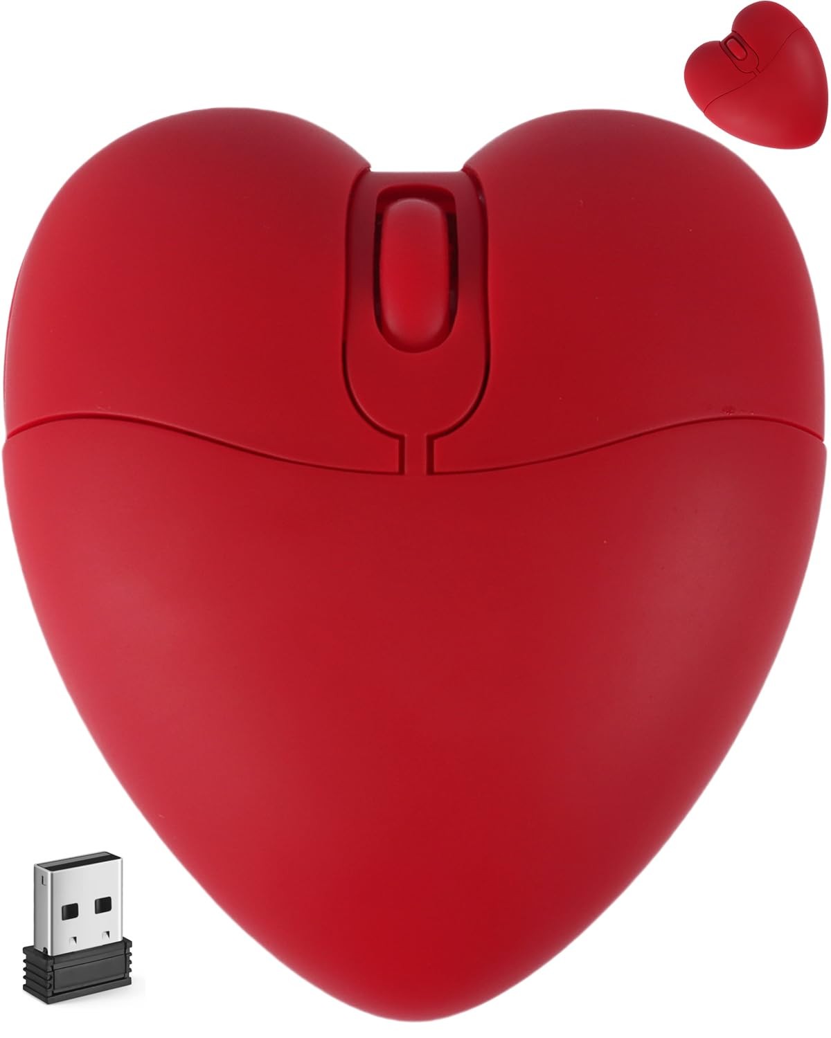 Wireless Bluetooth Mouse Cute Red Love Heart Shape Silent USB Optical PC Mac