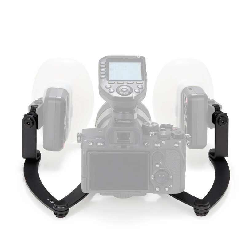 MFDB Adjustable Angle Double Head Flash Bracket for MF12-DK1 Flash Light Black