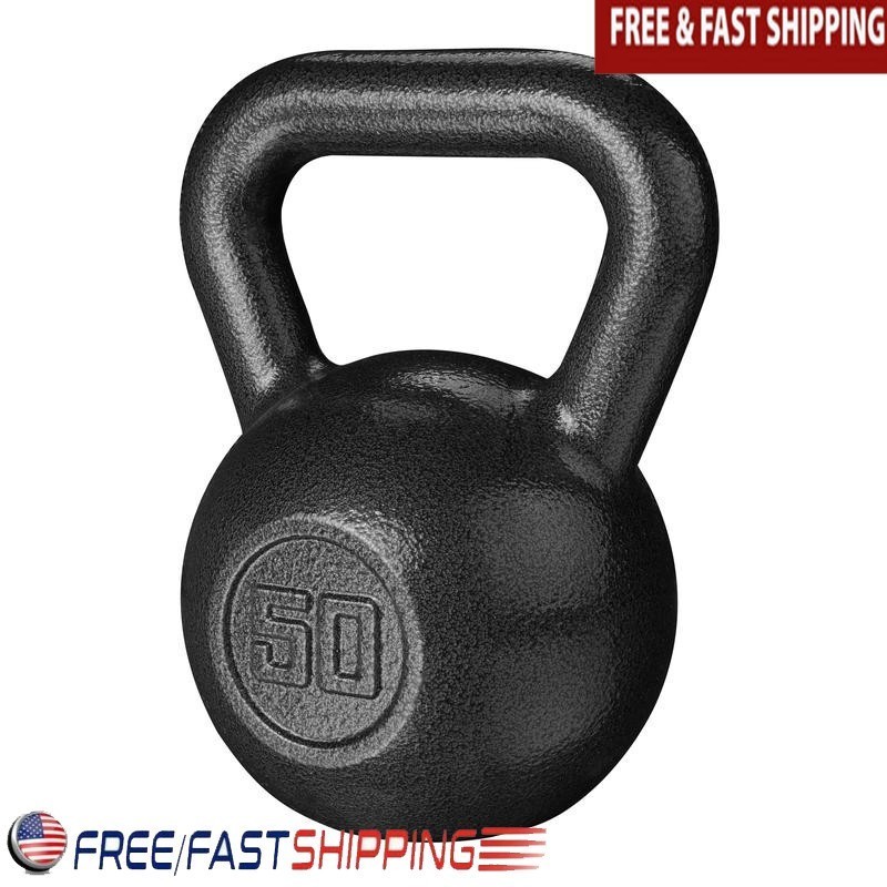50 Lb Kettlebell Cast Iron AntislipWeight Durable Grip Strength Training Fitness