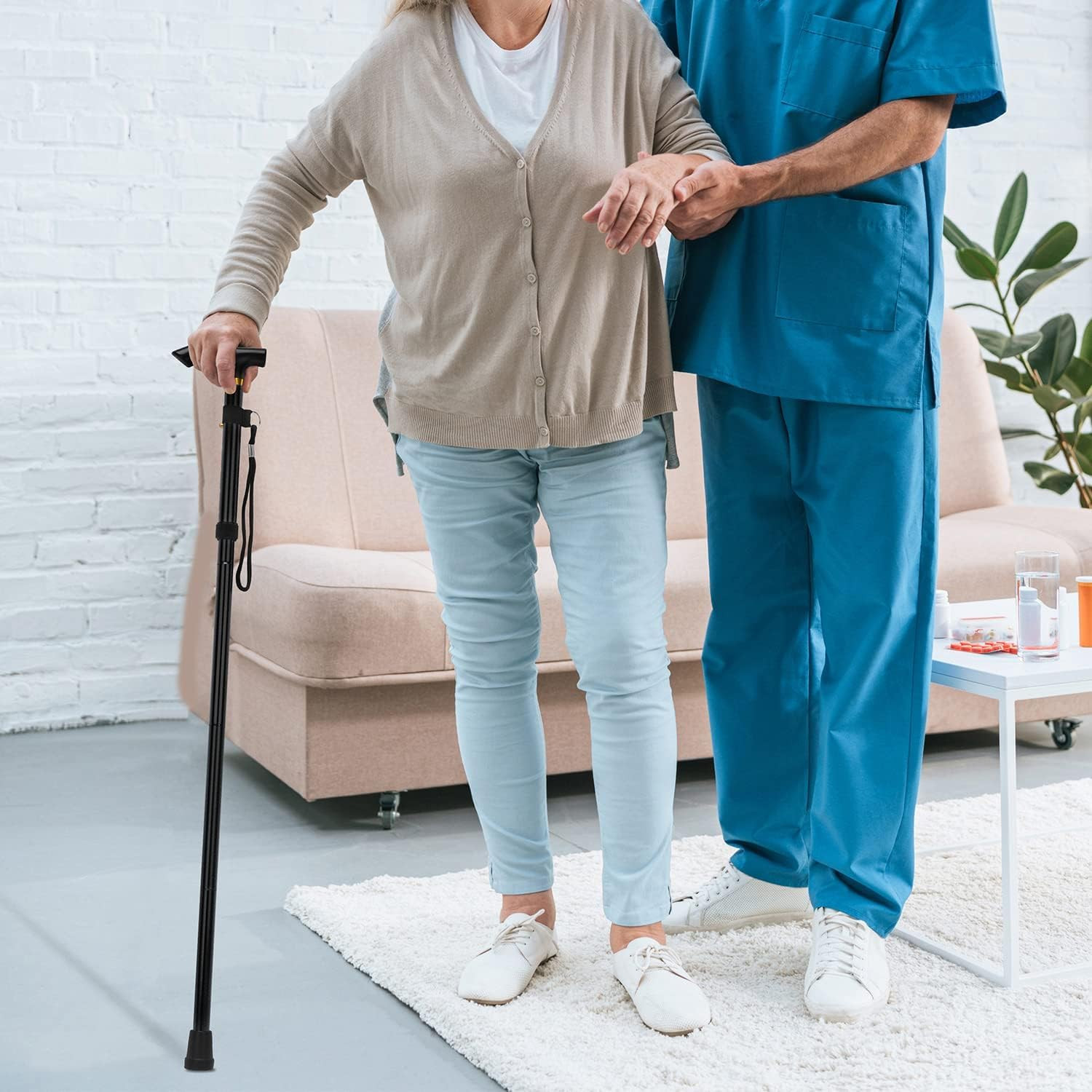 Folding Cane, 5-Level Adjustable Height Walking Stick Lightweight Collapsible...