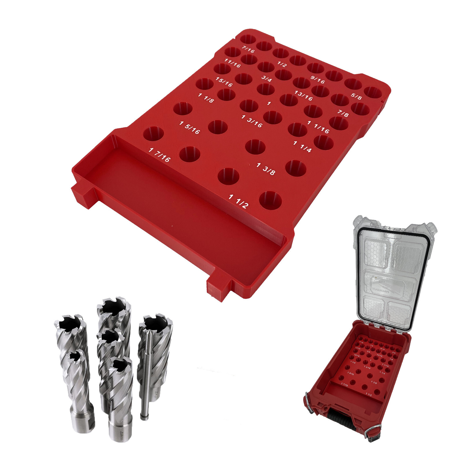 Milwaukee Packout Compact Compatible 7/16 - 1 1/2" Annular Bit Set Tray Insert