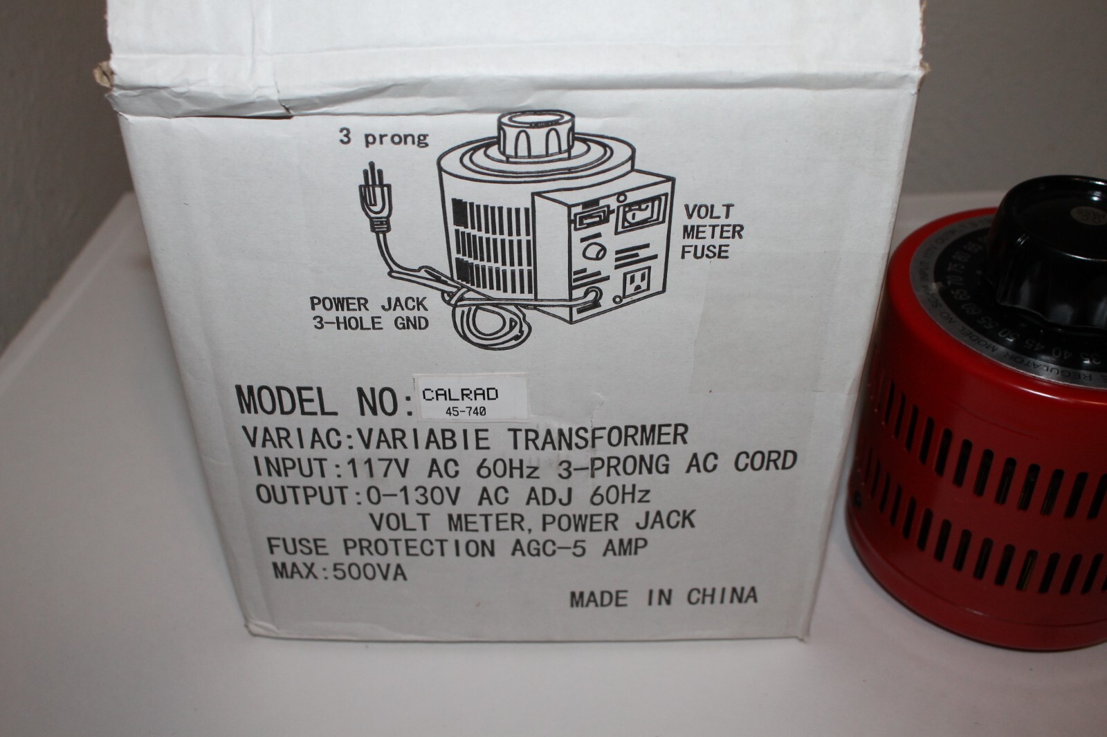 Calrad 45-740 Variable Output Voltage Regulator Transformer NEW!