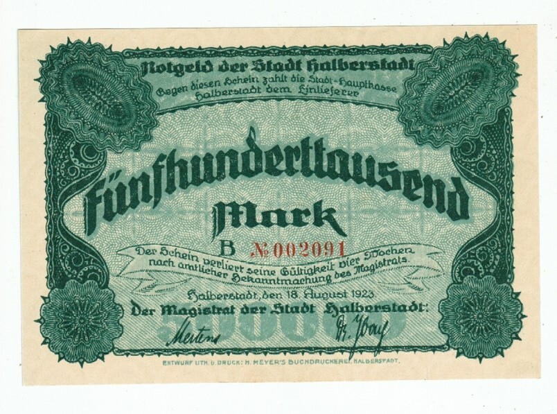 GERMANY LANDESBANK 1 MILLION MARK STADT-HALBERSTADT 1923 UNC