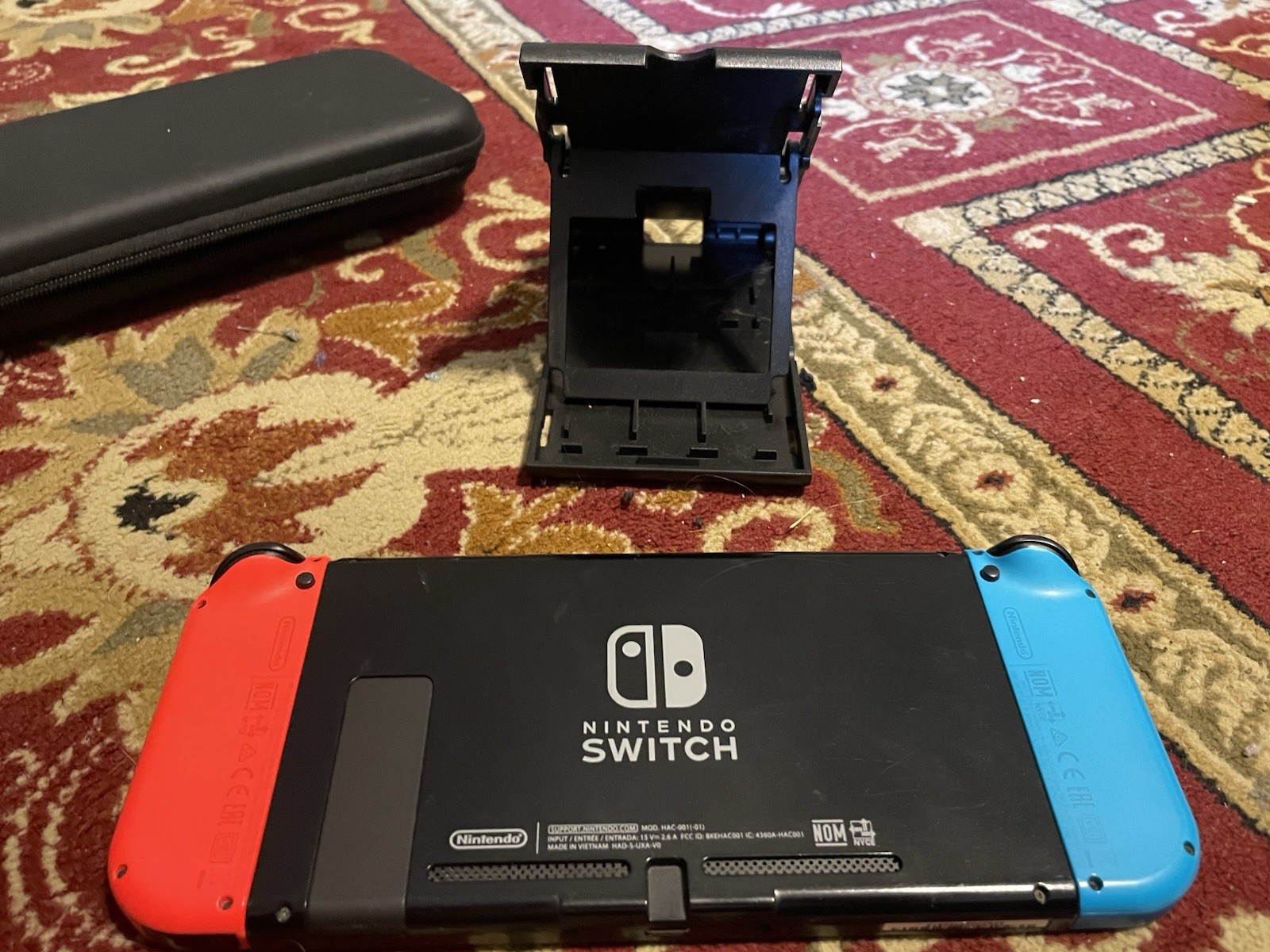 Nintendo Switch HAC-001 Handheld Console Red & Blue Joy-Con Stand Carrying Case