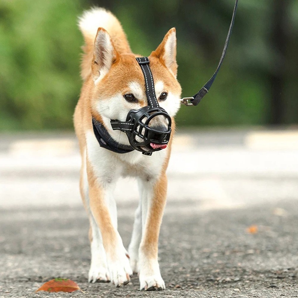 Large Pet Dog Basket Muzzle Mouth Cover Mesh Cage NoBarking Biting Chewing Black
