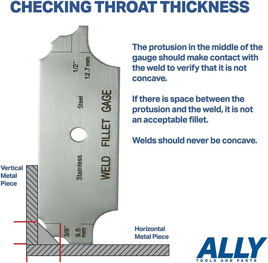 Ally Tools 7 Piece Fillet Welding Inspection Gauge Set Includes Leather Case - (