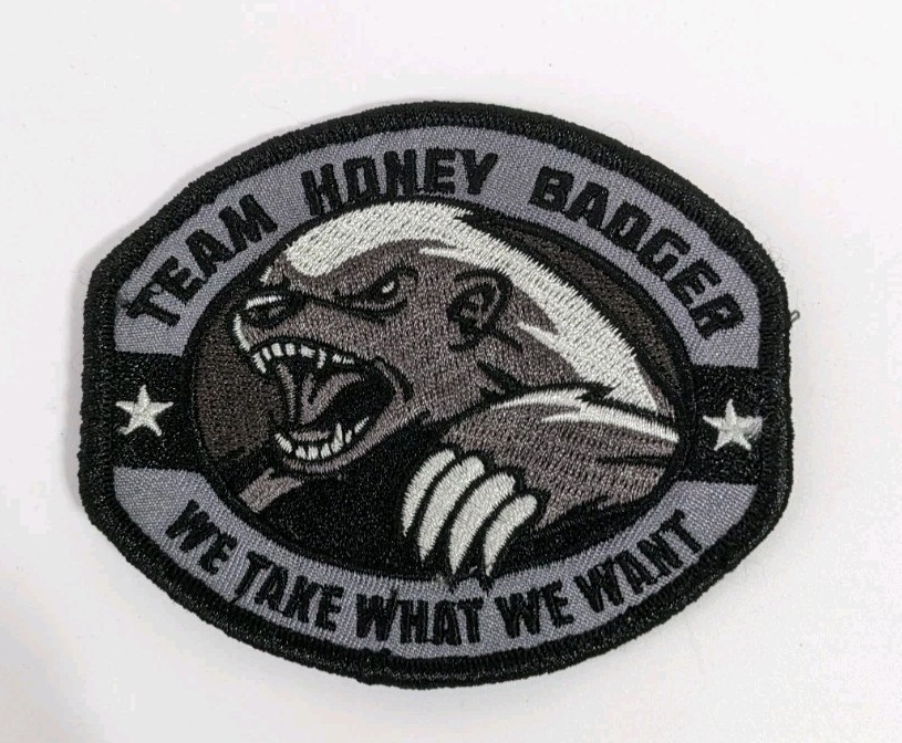 Honey Badger Team Take What We Want Tactical Military Hook Loop Morale Patch Blk