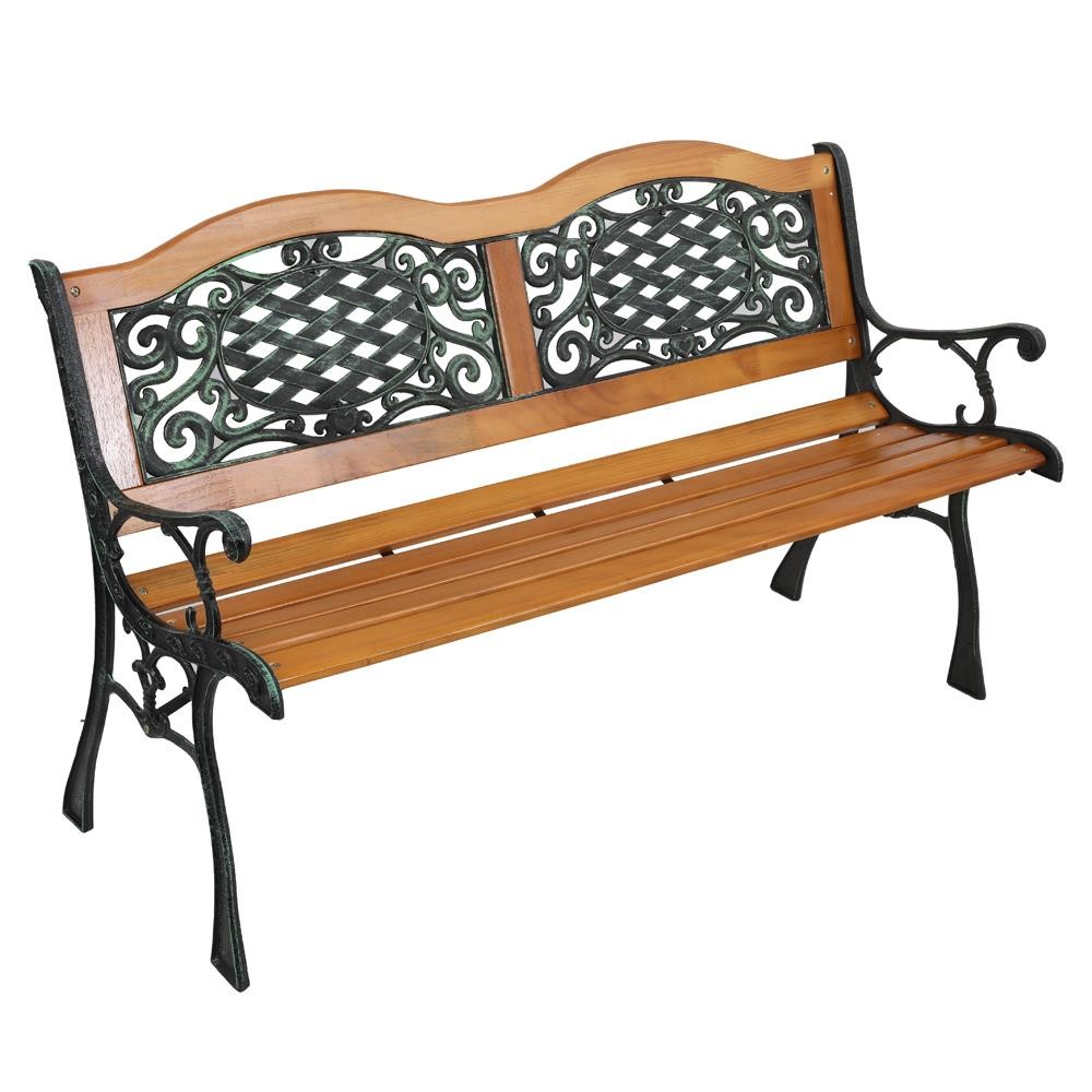 50in Patio Porch Bench Cast Iron Chair Love Seats Park Bench Outdoor Garden