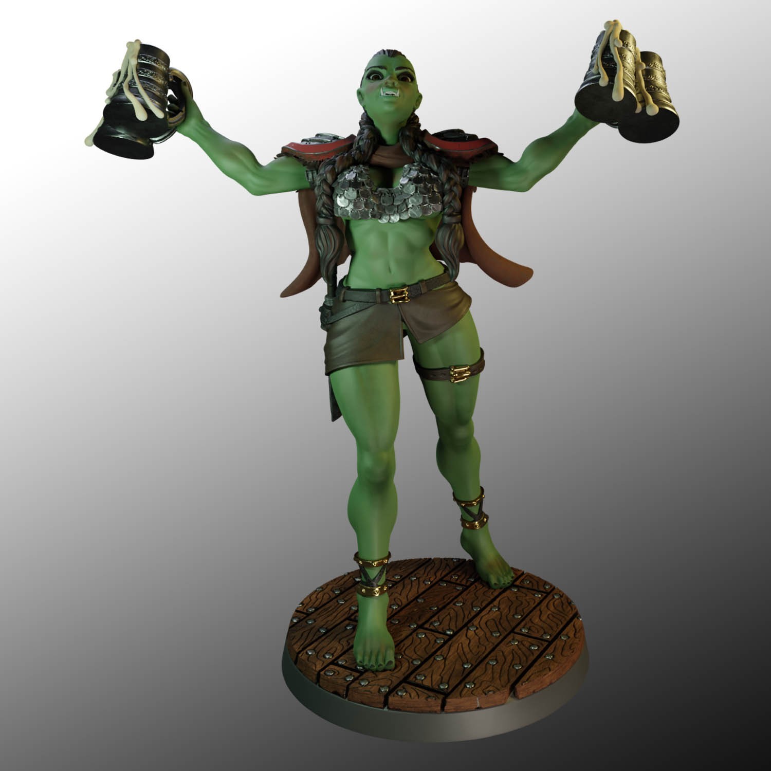 Dungeons & Dragons NPC Playable Character - Female Half Orc - Bartender, Barmaid