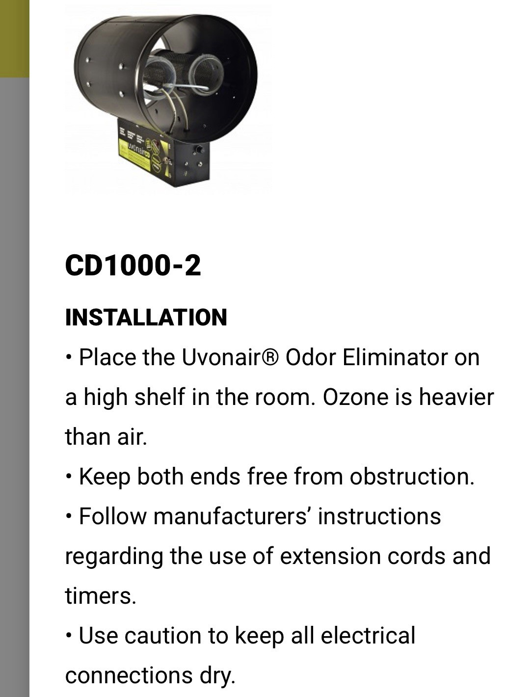 Uvonair Cd Ozonator Ozone Generator Odor Eliminator Commercial
