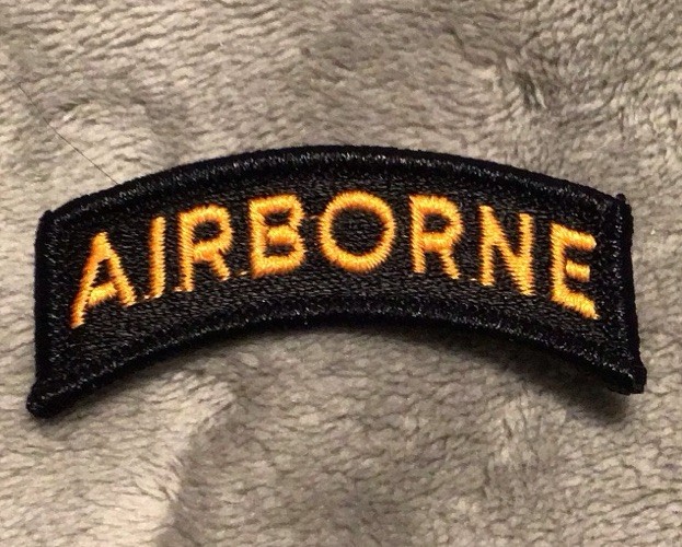 US Army Airborne Black and Golden Yellow Tab Patch Insignia Badge