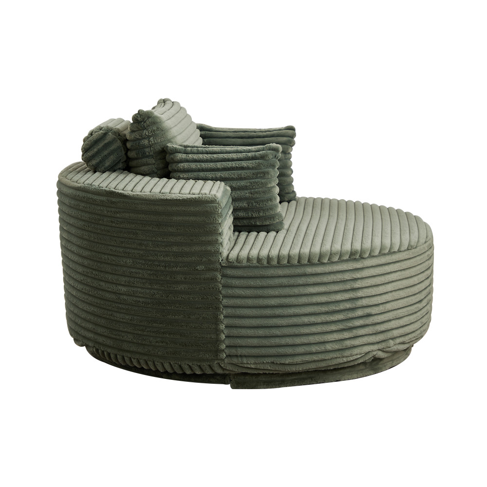 Green Corduroy Swivel Chair, 360° Rotation Foam Sleeper Sofa for Living Room