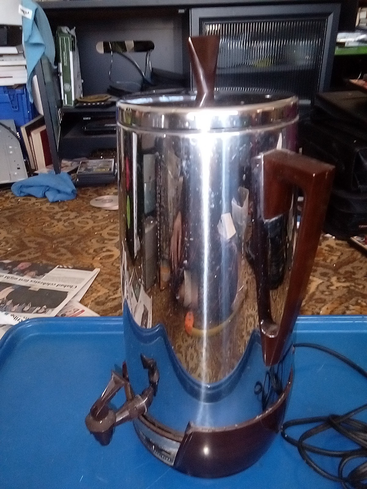 Vintage Huge Chrome 40 Cup Electric Coffee Pot Working Beautiful Pice
