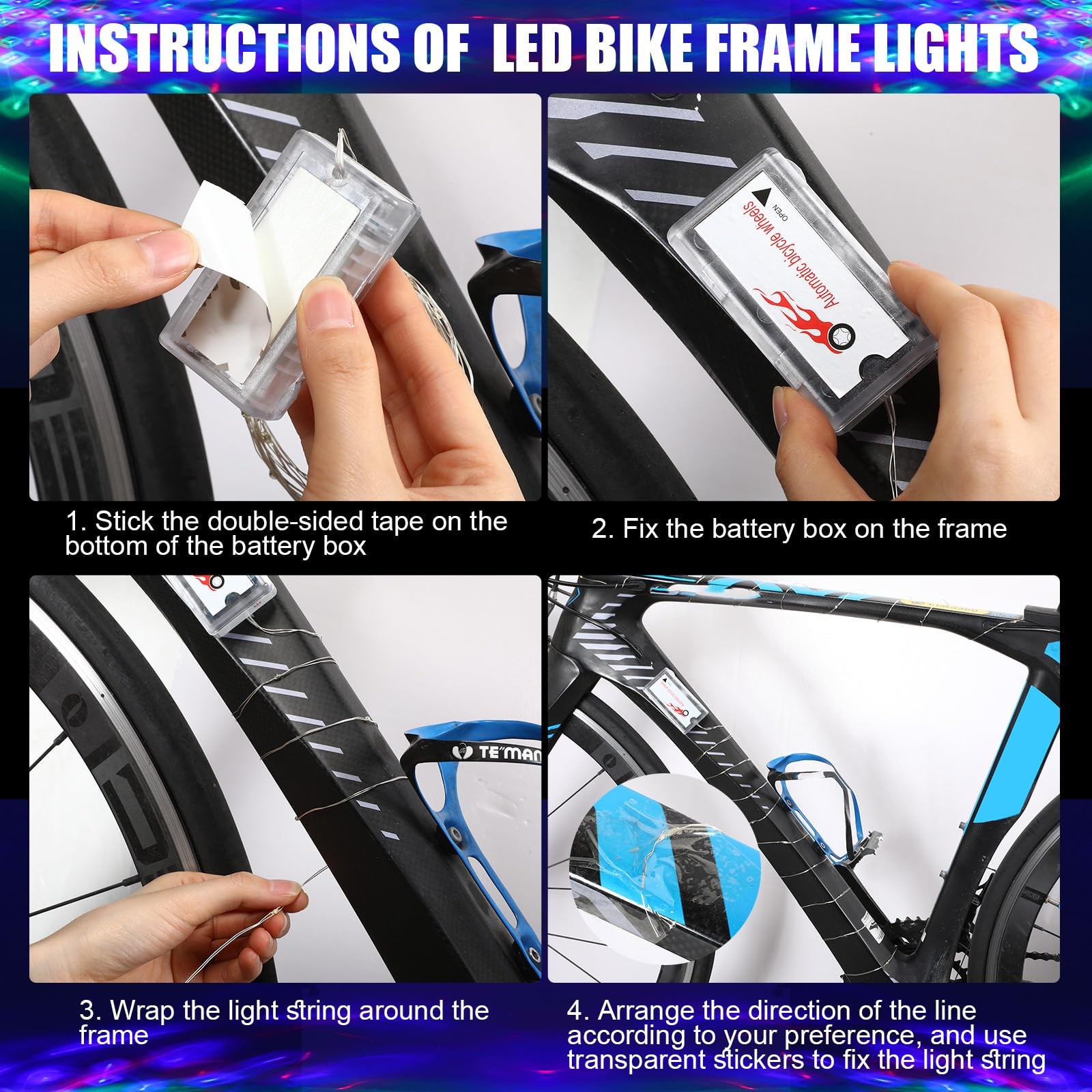Set of 2 LED Bike Wheel Lights Bright Bicycle Spoke Frame Lights Cycling Deco...